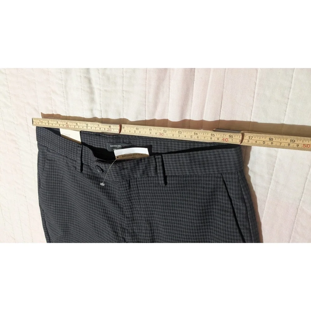 Banana Republic Grayson Slim Tapered Ankle Travel Pants 32x28 Gray Gingham NWT